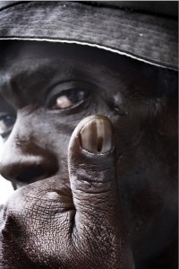 Freddie Israel, unemployed, Grahamstown, 28 April 2009. During the South African voting process, voters get a permanent mark on their thumbs.