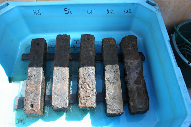 Iron ballasts recovered from the wreck of the São José. Used to offset the weight of the human cargo