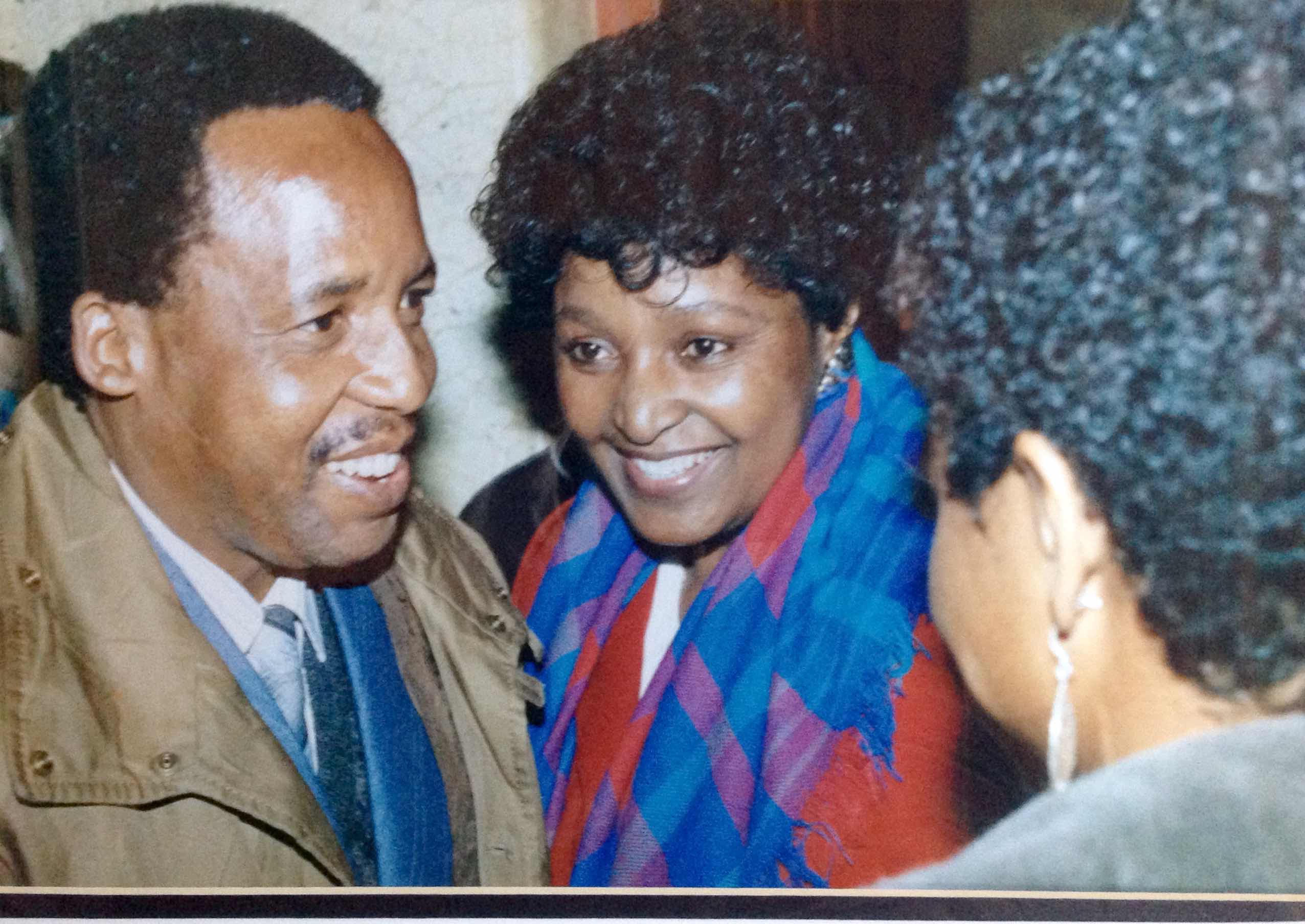 Chris Hani, Winnie Mandela and Sylvia Vollenhoven in Lusaka in 1989. Photo courtesy of Rashid Lombard.